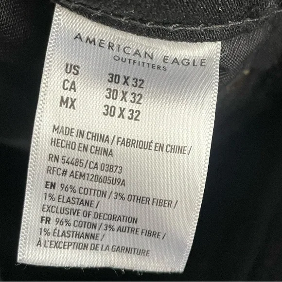 American Eagle Men’s Jeans Skinny Black Stretch Airflex Size 30 X 30 - Picture 9 of 9